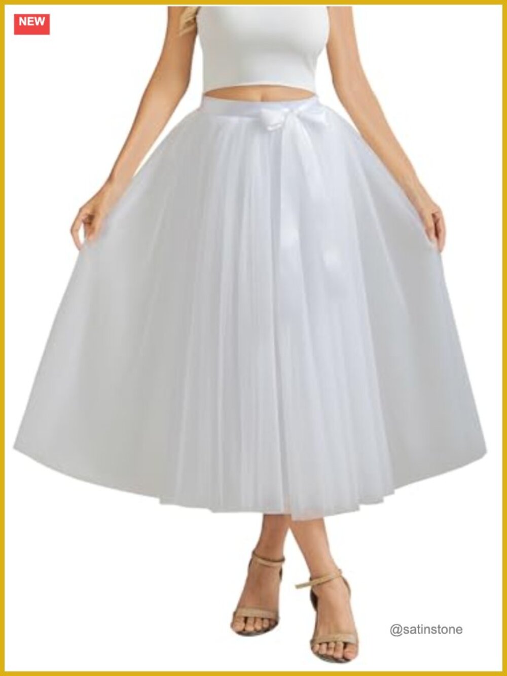 A-Line Tea Length Tulle Skirt for Party Prom Casual Wear